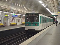 MF 67 rolling stock on Line 12 at Jules Joffrin