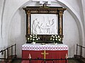 The altar of Jungshoved Kirke. Sculpture by Bertel Thorvaldsen (plaster). 1840s