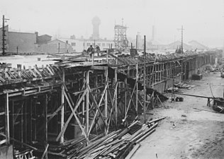 Klarahallens viadukt under uppförande, 1932.