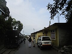 Train at a station platform