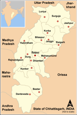 Chhattisgarh রাজনন্দগাঁও জেলা Rajnandgaon অবস্থান