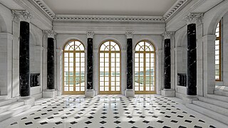 Restitution 3D depuis l'entrée dans le Vestibule du château vieux de Meudon (3D d'Hervé Grégoire et Franck Devedjian 2021).