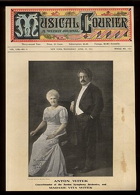 Антон Витек c женой Витой на обложке американского журнала «Musical Courrier» 1911 года