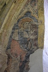 Painting of a bearded man playing a stringed instrument.