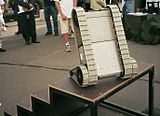 A military robot being demonstrated.