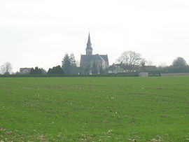 The church and surroundings in Saint-Julien-sur-Sarthe