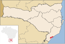 Localização de Araranguá em Santa Catarina