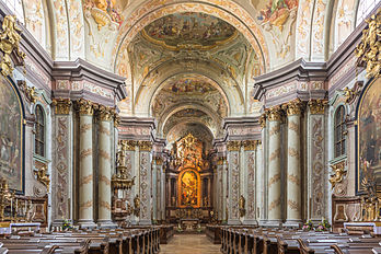 Interior do Monastério Herzogenburg, Baixa Áustria. A pedra fundamental do monastério atual foi lançada em 25 de março de 1714. (definição 5 323 × 3 549)