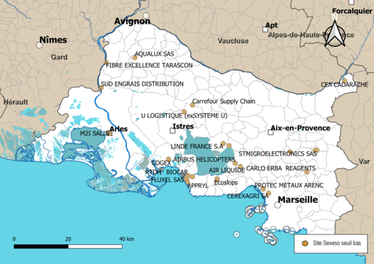 Carte des sites « Seveso seuil bas ».