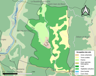 Carte en couleurs présentant l'occupation des sols.