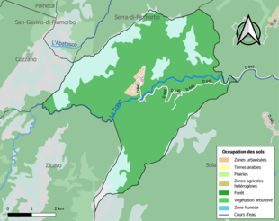 Carte en couleurs présentant l'occupation des sols.