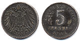 5ペニヒ鉄貨 1915年