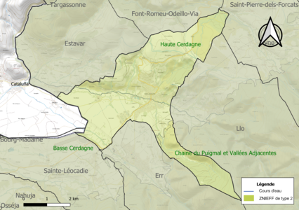 Carte des ZNIEFF de type 2 sur la commune.