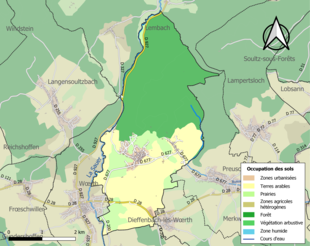 Carte en couleurs présentant l'occupation des sols.