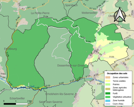 Carte en couleurs présentant l'occupation des sols.