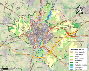 Carte en couleurs présentant l'occupation des sols.