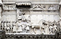Relief on the Castel Nuovo, Naples, 1470. It shows the entry of Alfonso V of Aragon after taking the city.