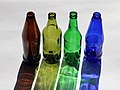 Empty beer bottles of different colors