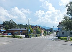 View of the village of Brandbu