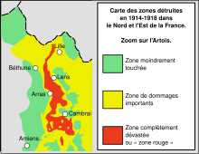 Carte de la zone rouge zoomée sur l'Artois