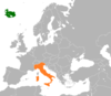 Location map for Iceland and Italy.