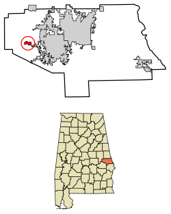 Location of Loachapoka in Lee County, Alabama