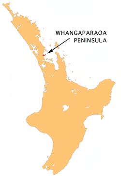 Location of the Whangapāraoa Peninsula
