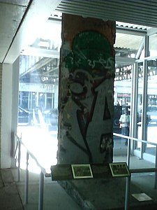 A portion of the Berlin Wall in Chicago, in Lincoln Square, a historically German neighborhood.