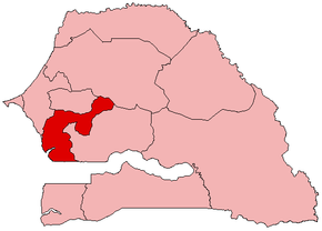 Harta regiunii Fatick în cadrul Senegalului