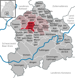 Läget för Spaichingen i Landkreis Tuttlingen