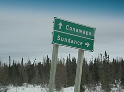 Sundance, Manitoba road sign