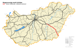 ソルノク - ベーケーシュチャバ - レーケシュハーザ線の路線図