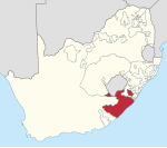 Situación geográfica de Transkei (mapa político de Sudáfrica)