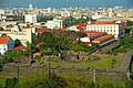 The PLM campus in Intramuros and its vicinity as seen from the Manila Hotel.