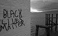 'Black Lives Matter' graffiti on Granton Harbour Eastern Breakwater.