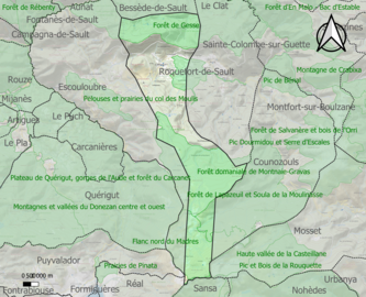 Carte des ZNIEFF de type 1 sur la commune.