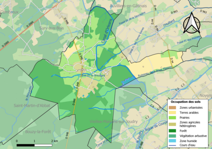 Carte des infrastructures et de l'occupation des sols de la commune en 2018 (CLC).