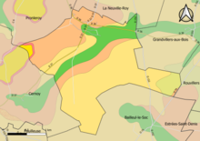 Carte montrant en couleurs le zonage géologique simplifié d'une commune