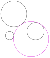 A solution (in pink) to Apollonius' problem