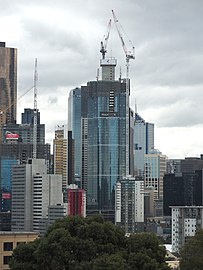 Australia 108 under construction in July 2018; a few months earlier, construction reached level 50