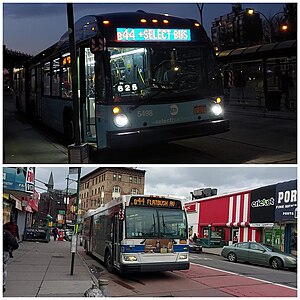 A bus on the B44 Select Bus Service route in Brooklyn