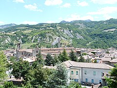 Die Abtei San Colombano von der Burg