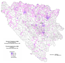 Udio Hrvata po naseljima u BiH 1991. godine