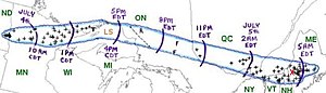 Track of the Boundary Waters-Canadian Derecho (courtesy of NOAA)