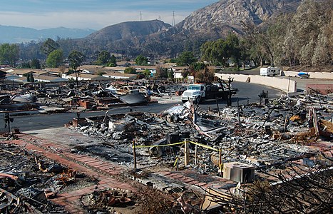 Burned mobile home neighborhood in Sylmar, by Michael Mancino