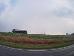 A view from a car passing through western Johnsburg, Indiana, in 2013.