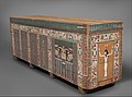 Image 26Coffin of Khnumnakht in 12th dynasty style, with palace facade, columns of inscriptions, and two Wedjat eyes (from Ancient Egypt)