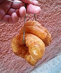 Freshly fried doughnuts bought from a shop on Rue de Berrima in Marrakech