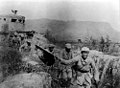 Victorious Chinese Communist soldiers holding the flag of the Republic of China during the Hundred Regiments Offensive