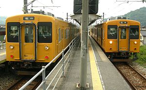 電化区間用105系電車 （横尾駅、2011年7月31日）